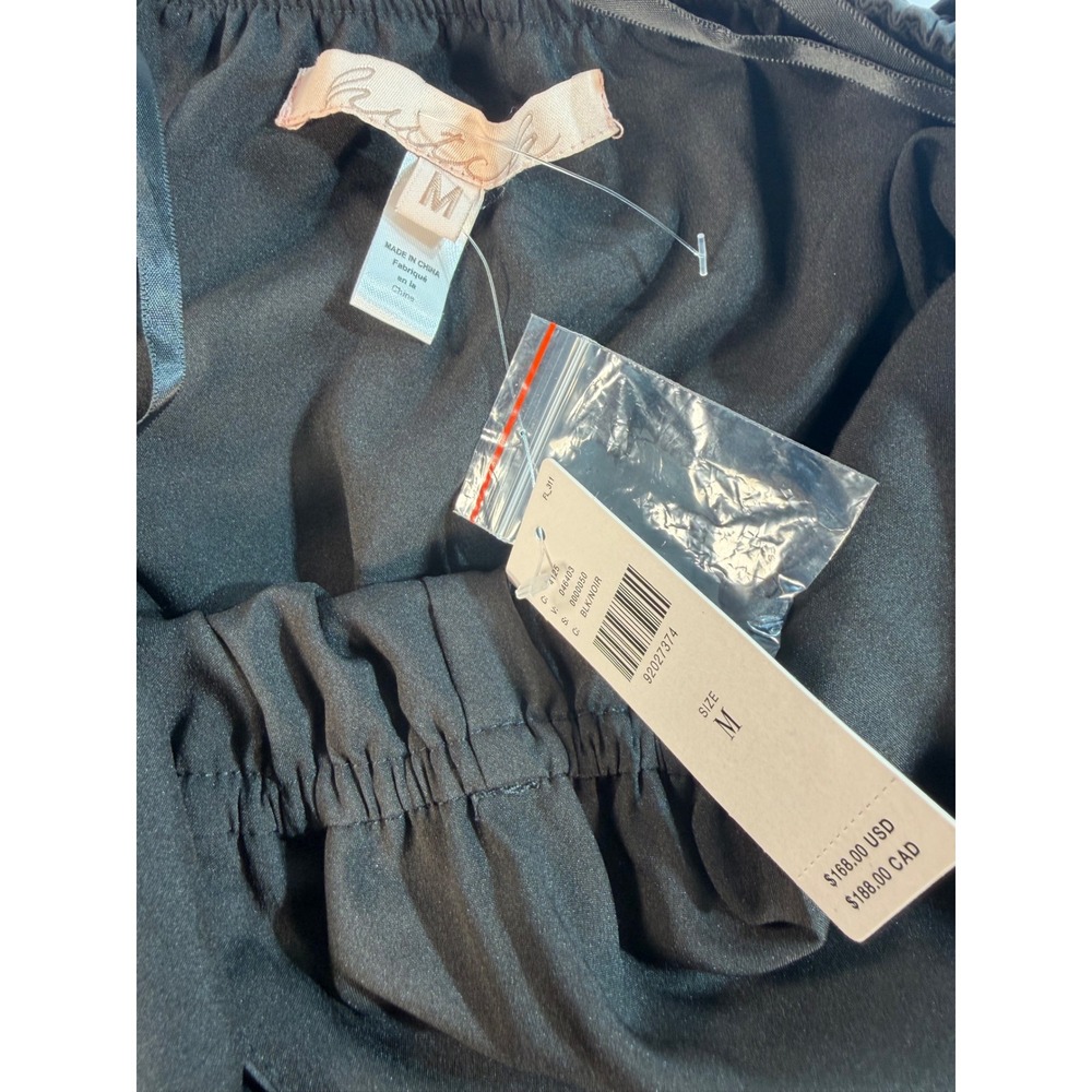 Hutch Anthropologie Black Halter Romper Satin Elastic Waist Size M New - Picture 6 of 6